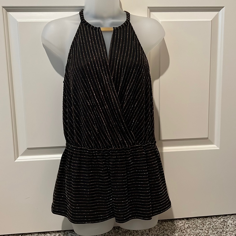 NWT - Michael Kors Black + Gold Blouse